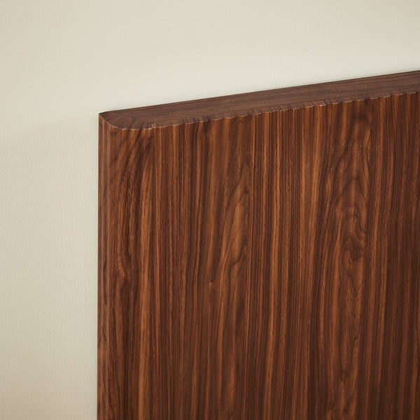 English Elm Queen Lift-Up Storage Bed Frame with Curved Wooden Design, Hydraulic Easy-Access Storage, 1000lb Capacity Walnut W1820P379903