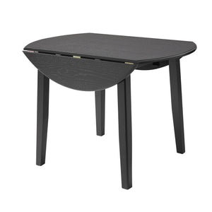 English Elm Extendable Round Dining Table Folding Mdf Top Rubberwood Legs Small Space Apartment Black N752P405933B