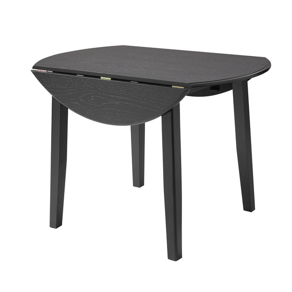 English Elm Extendable Round Dining Table Folding Mdf Top Rubberwood Legs Small Space Apartment Black N752P405933B