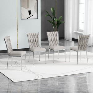 English Elm Modern Velvet Upholstered Dining Chairs Set of 2 with Electroplated Legs for Kitchen Light Gray W210P301597