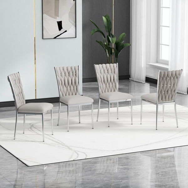English Elm Modern Velvet Upholstered Dining Chairs Set of 2 with Electroplated Legs for Kitchen Light Gray W210P301597