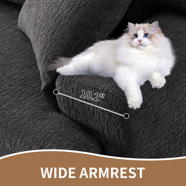 English Elm LY-029 Modular Gray Compression Sofa — 4-Seater L-Shaped Chenille, High-Density Foam, Elegant Comfort W2231S00021