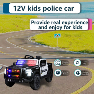 English Elm Kids 12v Police Patrol Ride on Car with Dual Motors Remote Control and Shock Absorption W1760P426785