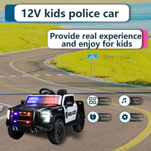 English Elm Kids 12v Police Patrol Ride on Car with Dual Motors Remote Control and Shock Absorption W1760P426785