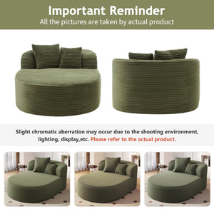 English Elm Swivel Barrel Accent Chair Chenille Tufted Round Club Seat for Living Room Lounge Green N719S002370F