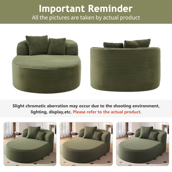 English Elm Swivel Barrel Accent Chair Chenille Tufted Round Club Seat for Living Room Lounge Green N719S002370F