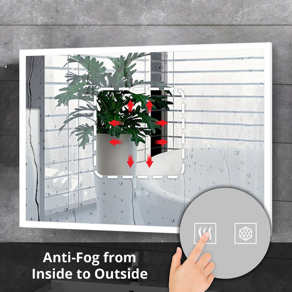 English Elm Aurorium Frameless Led Vanity Mirror with Defogger and Touch Controls for Spa Bathrooms B2731P478348