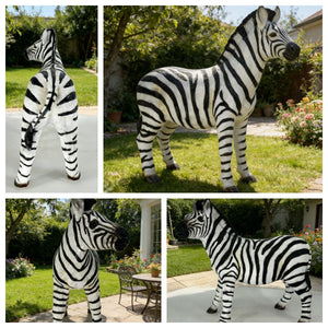 English Elm 18.31" Hand-painted Resin Zebra Statue Lifelike Wildlife Accent for Garden or Patio W5709P462749