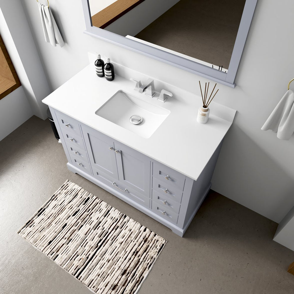 English Elm Dark Grey 48 in Single Bath Vanity with White Quartz Top, Soft-Close Drawers, Solid Wood Storage B2731P258215
