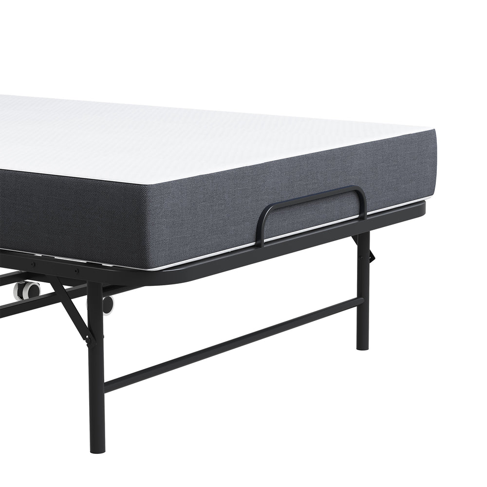 English Elm 75"x46" Wide Folding Bed with 5" Memory Foam, Adjustable Headboard, 450lb Heavy-Duty Frame, Wheels — Portable Comfort for Tall Guests T2398P403869