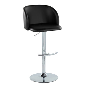 English Elm Adjustable Swivel Barstools with Chrome Base and Faux Leather Seats for Kitchen or Bar Set of 2 B202S01970