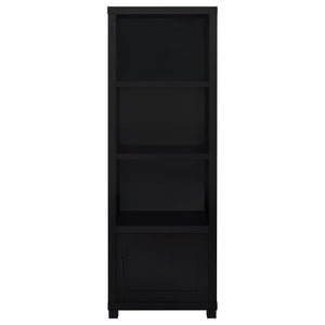 English Elm Sandlin Black 3-Shelf Media Tower with Cabinet — Tall 70.75" Engineered Wood Storage for Living Room Decor and Books B062P299923