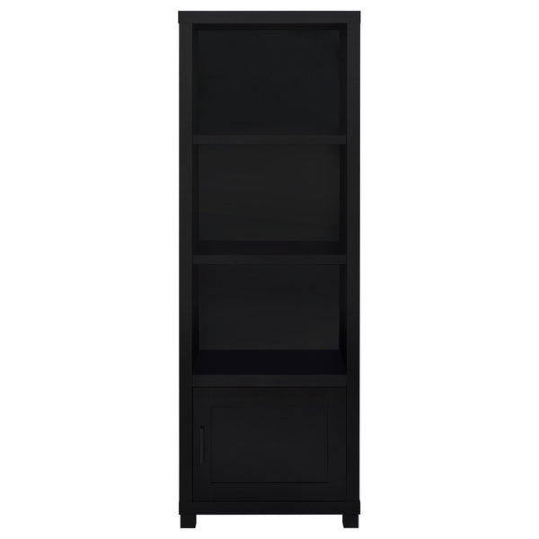 English Elm Sandlin Black 3-Shelf Media Tower with Cabinet — Tall 70.75" Engineered Wood Storage for Living Room Decor and Books B062P299923