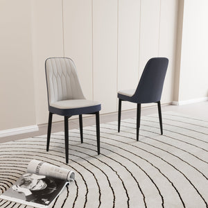 English Elm A Set Of 2 Modern Dining Chairs In White & Blue - Stylish Pu Leather, Ergonomic Comfort, Versatile Use W2189P168414