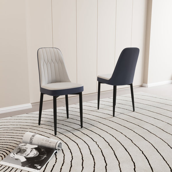 English Elm A Set Of 2 Modern Dining Chairs In White & Blue - Stylish Pu Leather, Ergonomic Comfort, Versatile Use W2189P168414