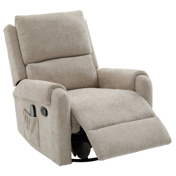 English Elm Manual Recliner Swivel Rocker Massage Chair Chenille Nursery and Living Room Seat Oatmeal N763P347287O