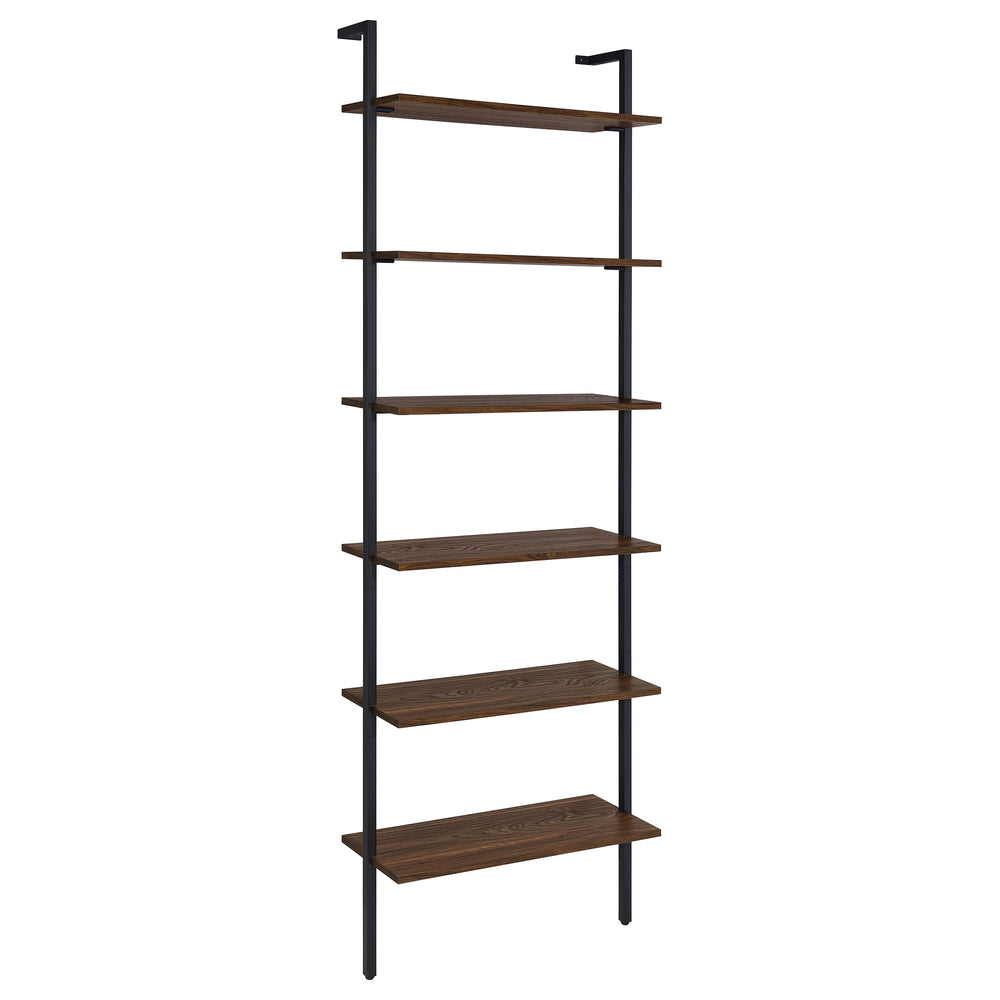 English Elm Christy 96" Walnut Six-Shelf Open-Back Wall Bookshelf — Modern Minimalist Storage for Books & Decor B062P299813