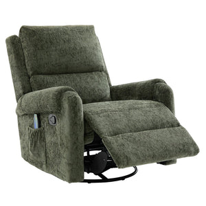 English Elm Manual Recliner Swivel Rocker Massage Chair Chenille Nursery and Living Room Seat Green N763P347287F