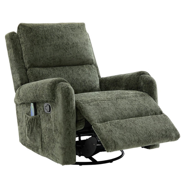 English Elm Manual Recliner Swivel Rocker Massage Chair Chenille Nursery and Living Room Seat Green N763P347287F