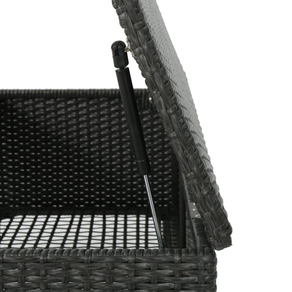 English Elm Rupert Outdoor Resin Wicker Storage Unit for Patio Pool Gear and Entertaining Essentials 62262.00GRY