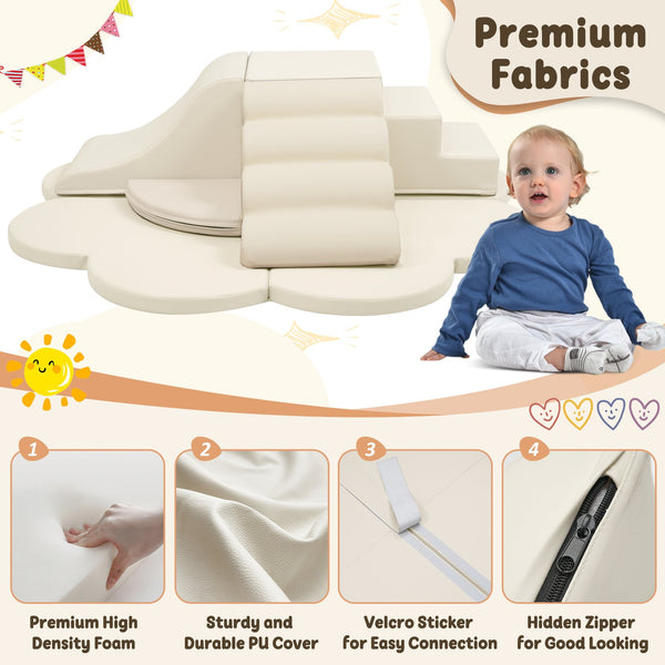 English Elm Soft High-density Foam Climbing Blocks 6-piece Toddler Play Set for Playroom Beige N710P414923K