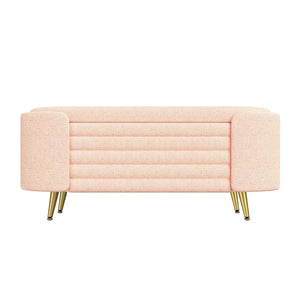 English Elm Modern Boucle Tufted Storage Ottoman Bench with Gold Legs for Bedroom or Entryway Pink N719P305628P