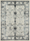 Unique Loom La Jolla Traditional Machine Made Floral Rug Ivory and Gray, Black/Gray/Ivory 7' 10" x 11' 0"