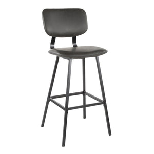 English Elm Foundry Industrial Barstools Set of 2 Faux Leather Curved Back Urban Loft Seating B202P222395