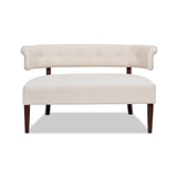 English Elm Jared Roll Arm Tufted Bench Settee, Sky Neutral Beige Polyester