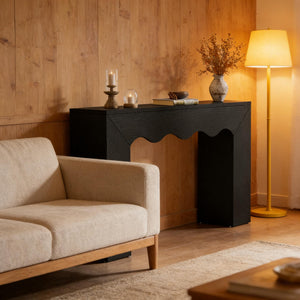 English Elm Wood Solid Fir Console Table Handcrafted Farmhouse Style for Entryway or Sofa T3971P449800