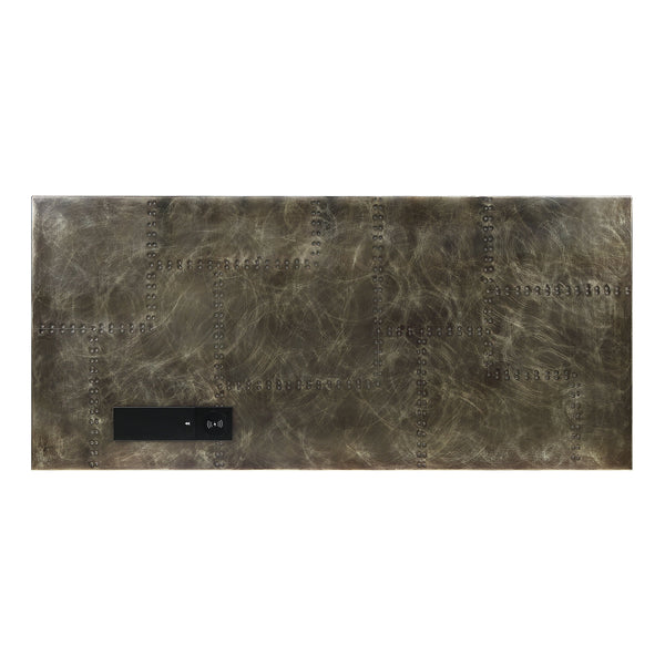 English Elm Brancaster Bronze Aluminum & Oak Finish Desk with Wireless Charging, USB-A Ports & Self-Close Drawers B2726S00083