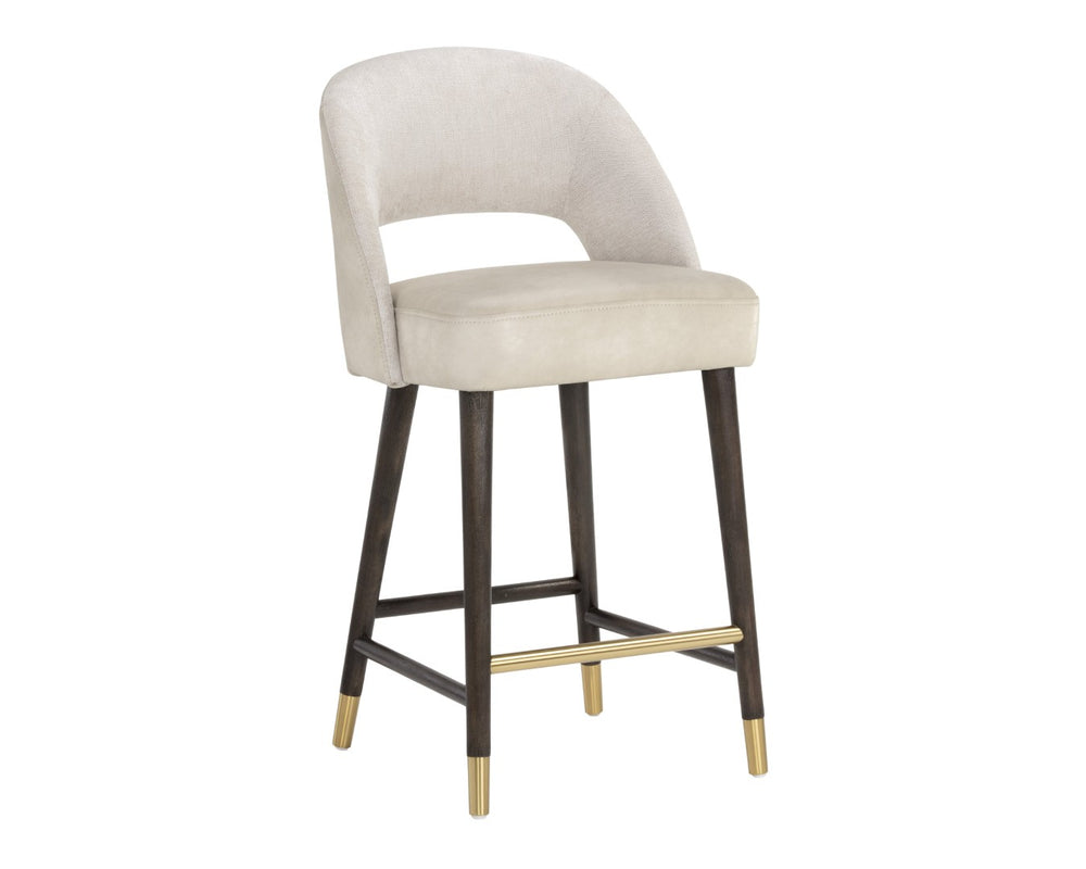 Sunpan MONAE Barrel-Back Counter Stool - Elegant Bravo Cream & Polo Club Muslin for Stylish Dining Spaces 106026V