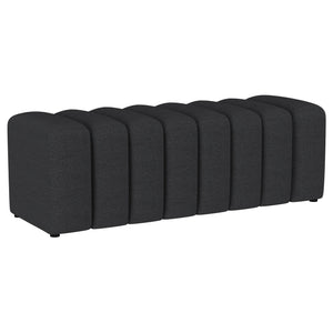 English Elm 1pc Modern Fabric Upholstered Tufted Accent Bench with Curved Silhouette Foam Cushion Sleek Minimal Legs Charcoal 55.71 L x 21.85 W x 19.49 H B011P362628