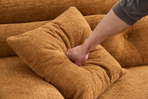 English Elm LY-029B Modern Convertible Chaise Sectional Sofa — Orange 3-Seater Modular L-Sofa, Plush Foam Comfort W2231S00026