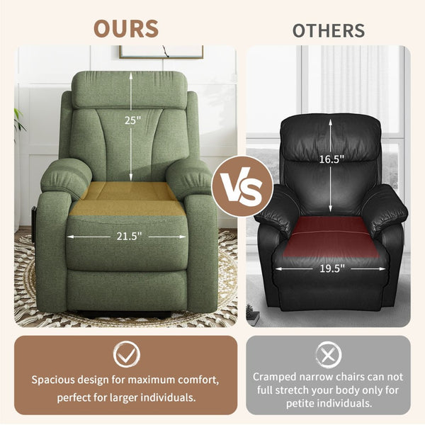 English Elm Power Lift Recliner For Seniors - Elegant Electric Chair With Remote Control & Side Pocket, Dark Green Velvet W1028S00056-GIGA