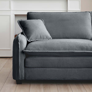 English Elm 3 Piece Comfortable Oversized Sectional Sofa Set – Plush Grey Corduroy With Memory Foam Cushions W714S00747