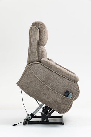 English Elm Oversized Power Lift Recliner Chair with Massage Heating and Usb Charging for Living Room Taupe W547S00072