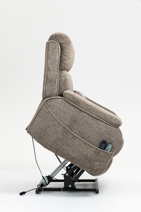 English Elm Oversized Power Lift Recliner Chair with Massage Heating and Usb Charging for Living Room Taupe W547S00072