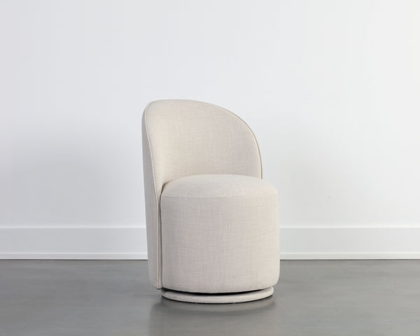 Sunpan Cavoli Swivel Dining Chair - Stylish Curved Design, Fully Upholstered for Ultimate Comfort and Elegance Effie Linen