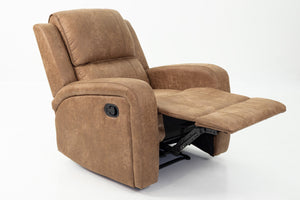 English Elm Single Manual Motion Recliner with Square Arms, Horizontal Tufting & Side Handle for Ultimate Comfort B089P240528