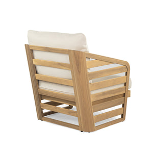 English Elm Christopher Knight Home® - Royal Wood Club Chair – Elegant Acacia Design With Plush Cushion, Weather-Resistant Upholstery & Support N773P218354B