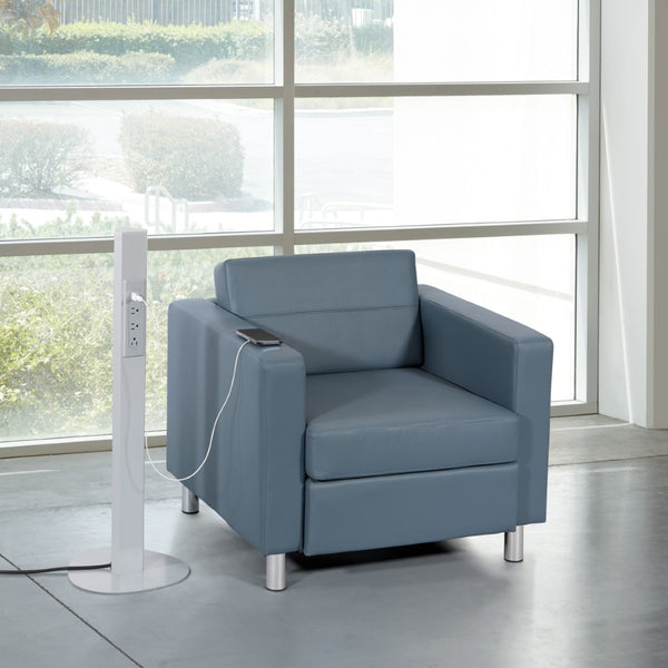 OSP Home Furnishings Power Anywhere Station Slim Metal Tower with 3 Ac Outlets and Usb Ports for Any Room Silver PAS311-36SV