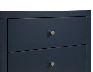 English Elm Nevarre 3-Drawer Nightstand with Brushed Gold Knobs, Solid Dovetail Drawers, No Assembly Needed Dark Blue B050P376959
