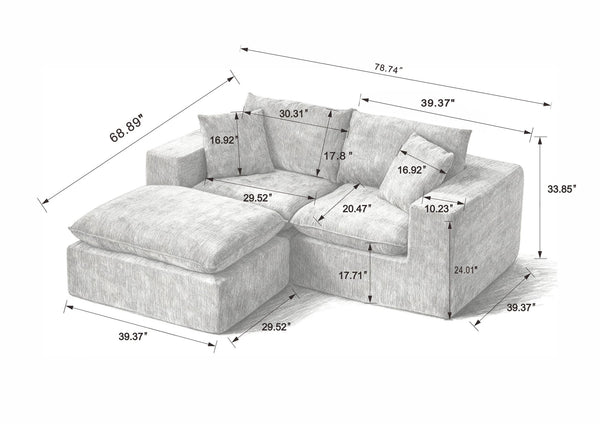 English Elm Modern Chenille Cloud Sofa - Versatile Comfort For Stylish Living Rooms, Apartments & Offices W3396S00044