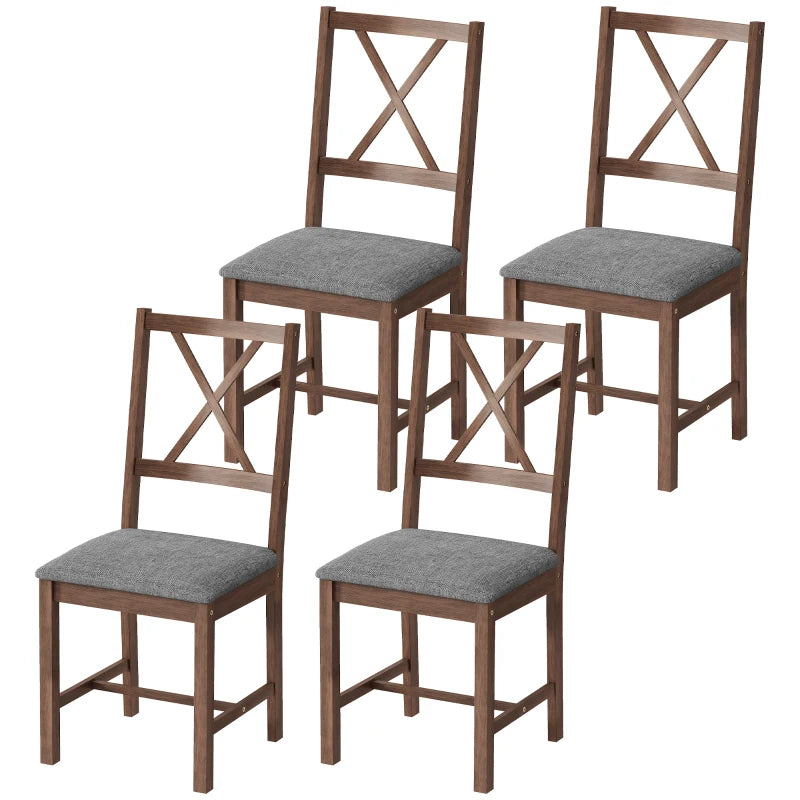 English Elm Rustic X-back Farmhouse Dining Chairs Set of 4 Oak Finish Linen Seat Rubberwood T3971P476708