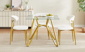 English Elm Set of 2 Velvet Dining Chairs Gold Metal Legs Curved Back Glam Kitchen Seating W1162P440046