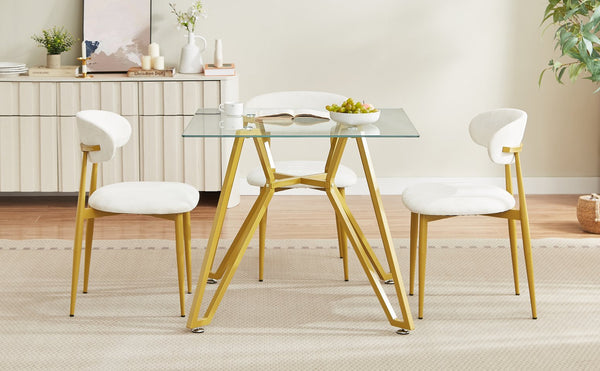 English Elm Set of 2 Velvet Dining Chairs Gold Metal Legs Curved Back Glam Kitchen Seating W1162P440046