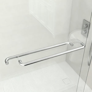 English Elm 56-60 in Semi-frameless Bypass Shower Door Matte Black Tempered Glass Walk-in Chrome W1573P239437