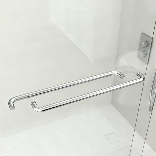 English Elm 56-60 in Semi-frameless Bypass Shower Door Matte Black Tempered Glass Walk-in Chrome W1573P239437