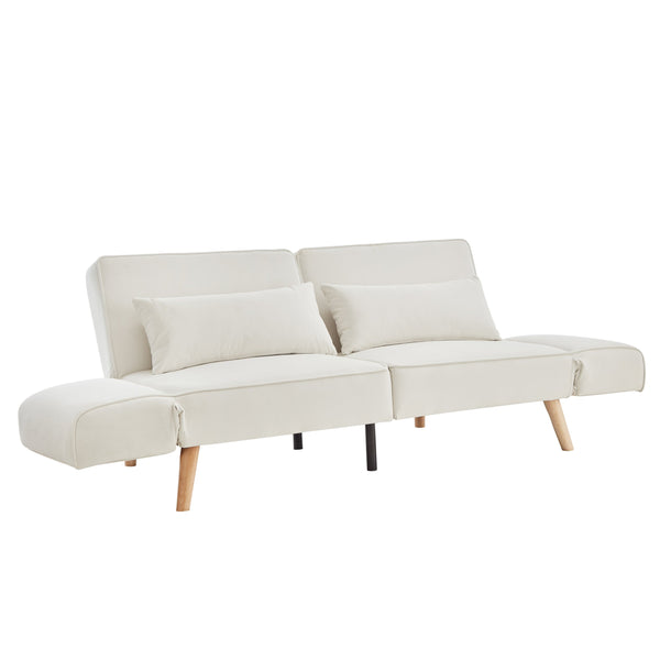 English Elm 72.8" Velvet Futon Sleeper Sofa Split Back Reclining Couch for Apartments and Guest Rooms Beige W1669P364124